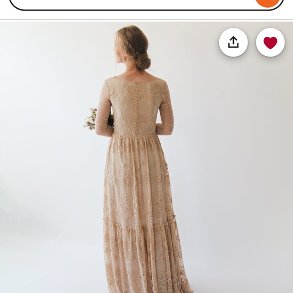 Boho lace champagne/off white wedding dress - Picture 4 of 5